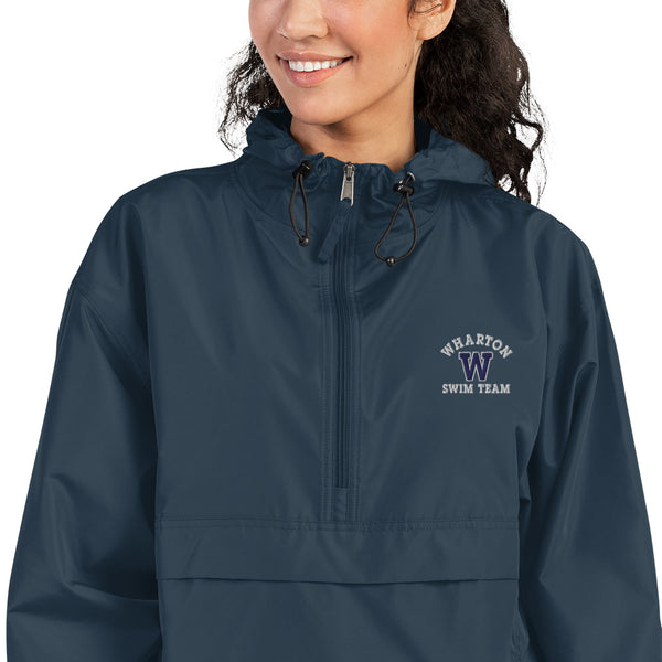 Wharton Swim Navy Embroidered Champion Packable Jacket